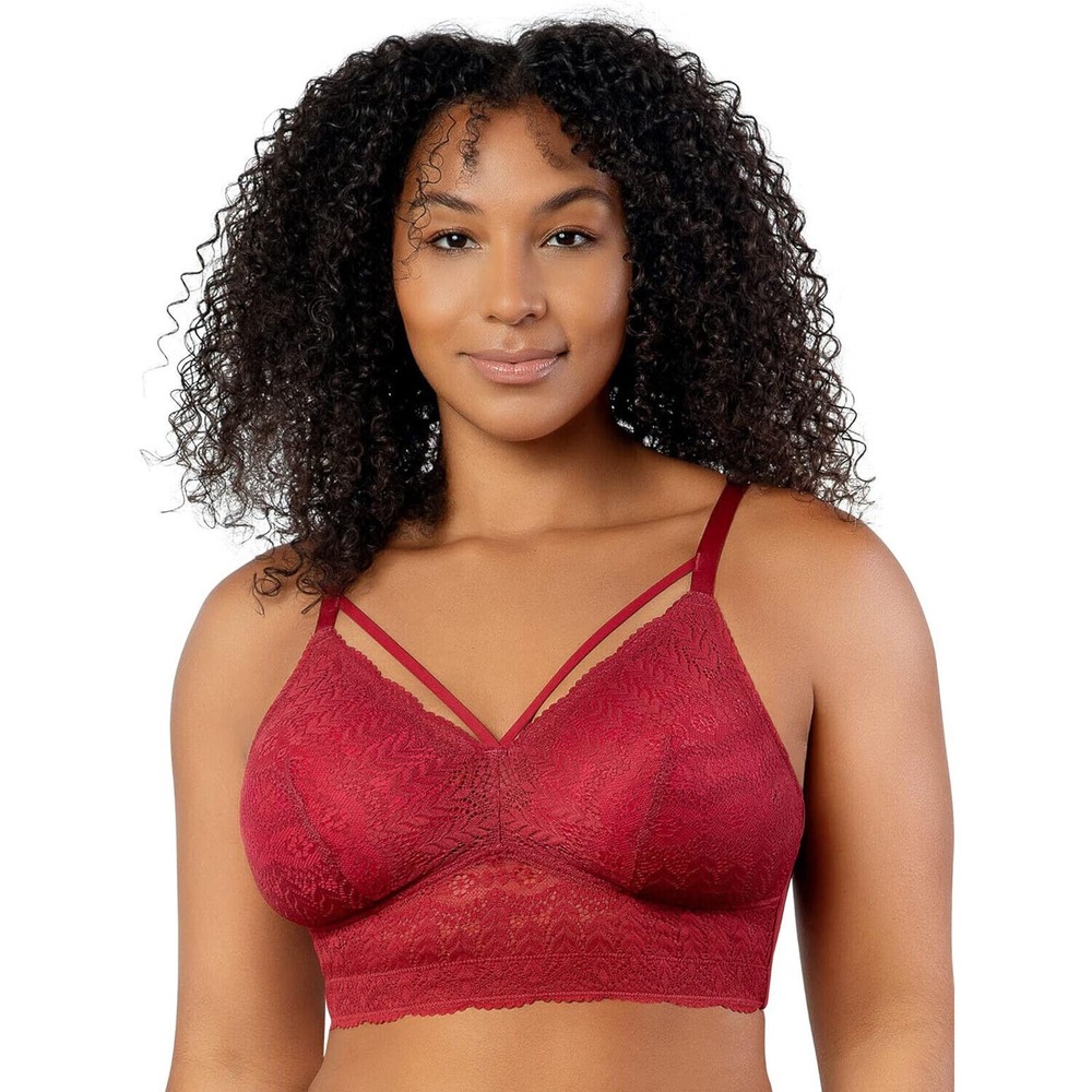 Parfait Women's Mia Lace Padded Wirefree Mesh Bralette P5951 - Rio Red NWT
